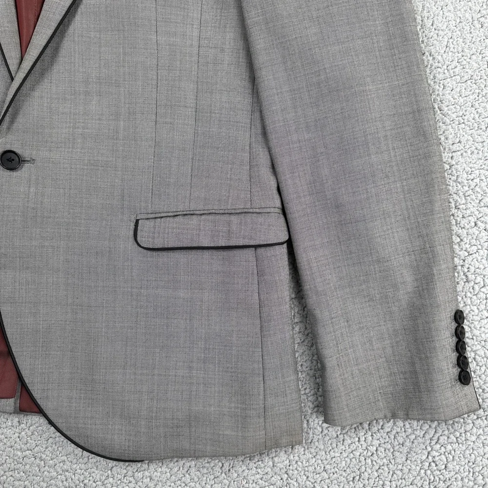 NEXT Signature Angelico Super 100s Blazer Men 46R Grey Slim Fit Woven in Italy